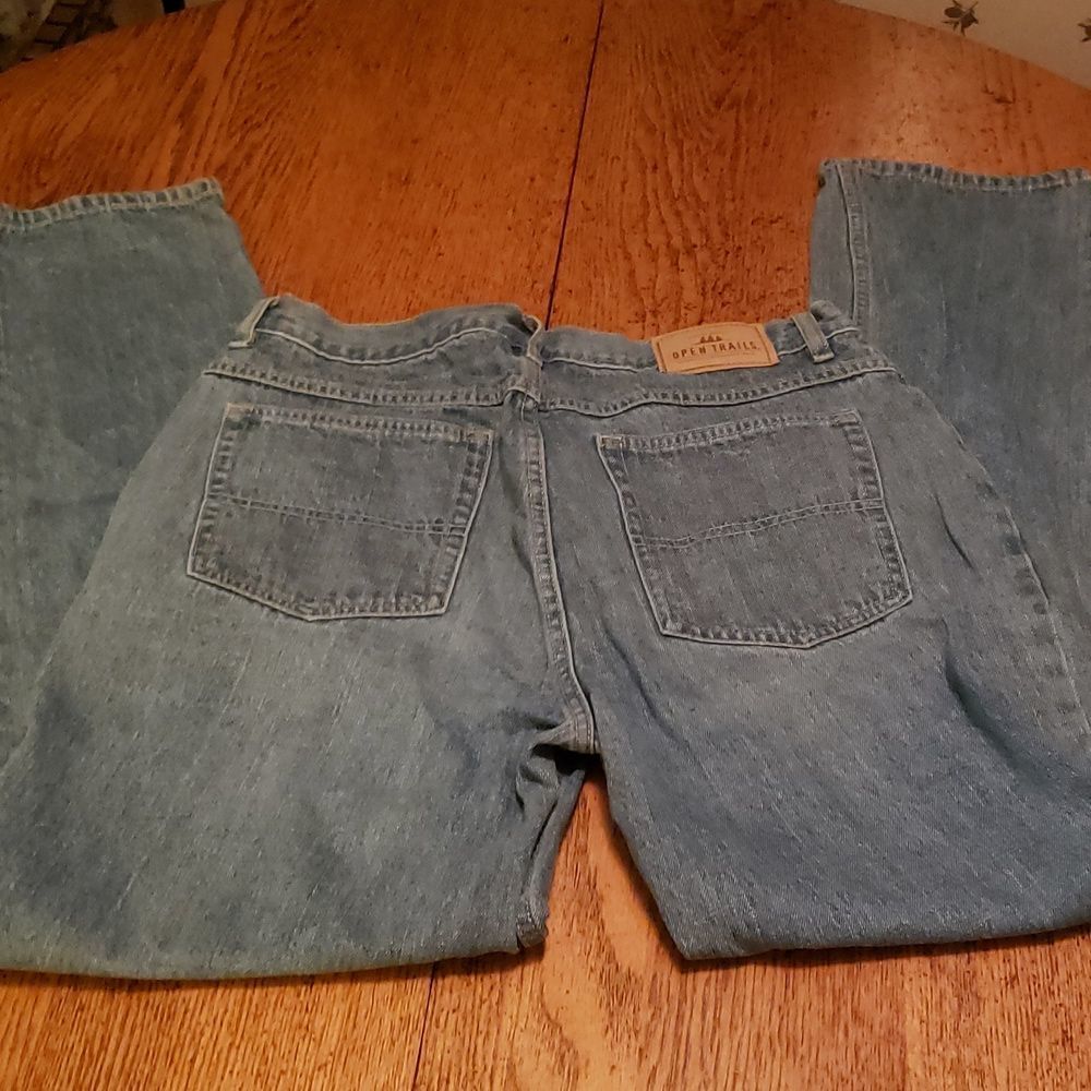 Open‎ Trails Mens Blue Denim Jeans 34 x 32 Straight Leg Classic 5-Pocket Dadcore